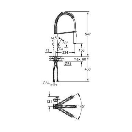 Смеситель для кухни GROHE EUROCUBE, 31395DC0
